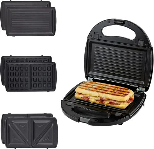 Miniatura 13 de OVENTE - Parrilla eléctrica para panini con placas antiadherentes, luces indicadoras LED, control de termostato, sandwichera compacta perfecta