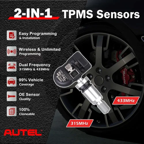 Miniatura 2 de Autel TPMS Sensor MaxiTPMS Autel MX Sensor 4 piezas Sensor universal de neumáticos de doble frecuencia 315MHz/433MHz Sensor TPMS de tallo de goma