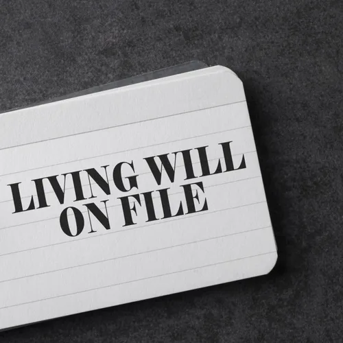Sello grande preentintado Living Will On File, suministros de oficina médica, diseño delgado, portátil, fácil de llevar, tamaño aproximado de 3/4 x