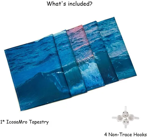 Miniatura 7 de IcosaMro Tapiz oceánico para colgar en la pared, mar, playa, ola, sol, nube, paisaje, naturaleza, arte de pared [dobladillos dobles] decoración