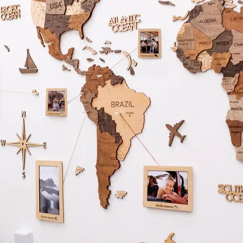 Miniatura 13 de ENJOY THE WOOD Decoración del hogar, mapa del mundo de madera 3D, arte para pared, decoración de pared grande, mapa de viaje del mundo, todos