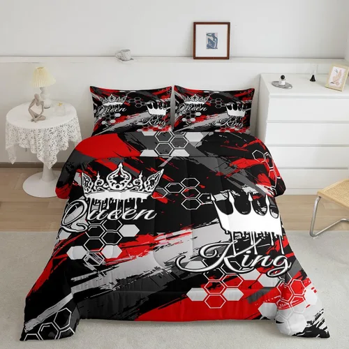 jejeloiu Juego de ropa de cama Queen y King, juego de edredón de panal para niños, niñas, adolescentes, decoración de habitación, edredón Multi 07