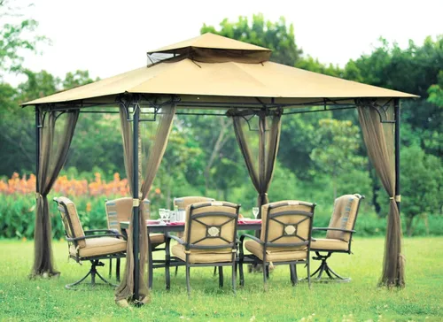 Miniatura 6 de ONTHEWAY Mosquitera de repuesto universal, paredes de malla gruesa de 10 x 10 pies para toldo de cenador (beige, 10 x 10 pies)