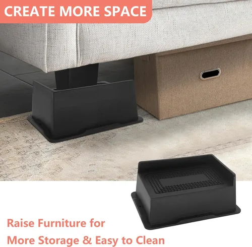 Miniatura 5 de Paquete de 4 elevadores de cama de 2 pulgadas, elevadores de muebles de gran tamaño resistentes, elevadores de cama extra anchos para mesa, sofá