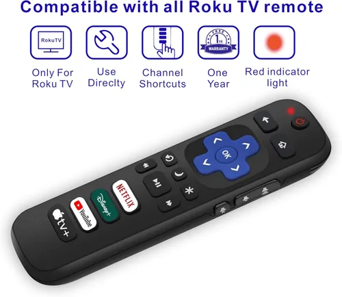 Miniatura 3 de Repuesto para control remoto Roku TV, (paquete de 2), con botón Netflix, Disney, YouTube y Apple TV, 1 año de garantía
