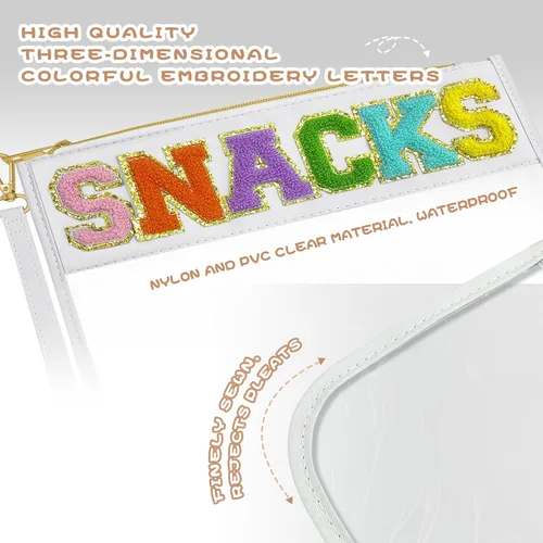 Miniatura 3 de Bolsa de viaje transparente con cremallera de chenilla, bolsa de maquillaje de nailon, bolsa de maquillaje de preparación, bolsa de aseo Bocadillos
