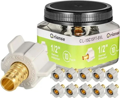 Miniatura 12 de Paquete de 2 adaptadores giratorios NPT hembra, PEX 1/2 pulgadas x 1/2 pulgadas NPSM hembra roscadas de latón accesorios PEX, puerto completo