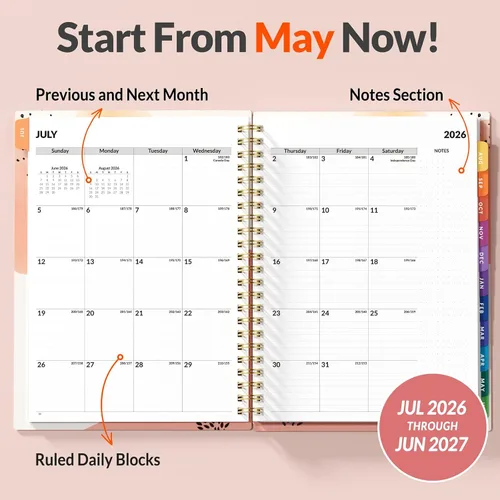 Miniatura 3 de SUNEE Libro de citas 2026-2027, trimestral por hora, semanal y mensual, de julio de 2026 a junio de 2027, planificador académico de 6.4 x 8.3
