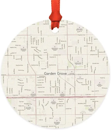 Miniatura 24 de Andaz Press Mapa de la ciudad de Estados Unidos redondo de madera natural MDF ornamento de Navidad, Akron, Ohio Vintage Mapa, 1 paquete, larga