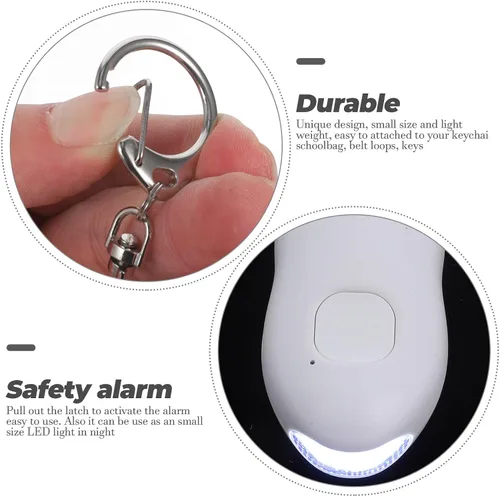 Miniatura 6 de BESPORTBLE Alarma de emergencia personal para mujer, sirena ruidosa con mini linterna LED, dispositivo de seguridad compacto y ligero para uso