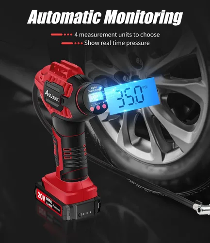Miniatura 4 de AVID POWER Inflador de neumáticos, compresor de aire portátil, bomba de neumáticos inalámbrica de 20 V, bomba de aire recargable para neumáticos