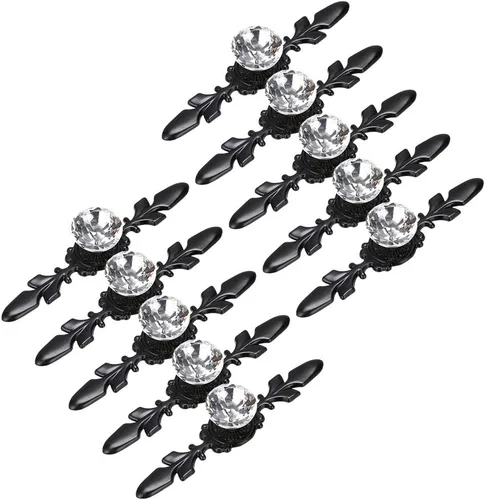 Sumnacon 10 pomos de 4.7 pulgadas para cajones de cómoda, pomos decorativos de diamante de cristal con placa, pomos de puerta de armario con