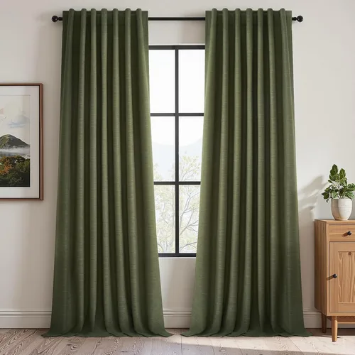 Miniatura 63 de Topfinel Cortinas opacas, blanco beige, 2 paneles, ventanas pequeñas, textura, mezcla de lino, bohemia, abedul, rural, gancho, bolsillo trasero
