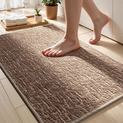 Miniatura 27 de Tapetes de baño antideslizantes delgados para debajo de la puerta, tapetes de baño de secado rápido absorbentes con respaldo de goma trenzado