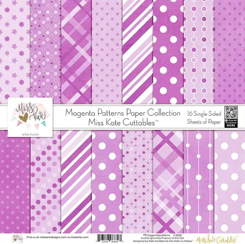 Miniatura 2 de Paquete de papel de patrón – Patrones magenta – Papel especial premium para álbum de recortes, colección de una cara de 12 x 12 pulgadas, incluye 16