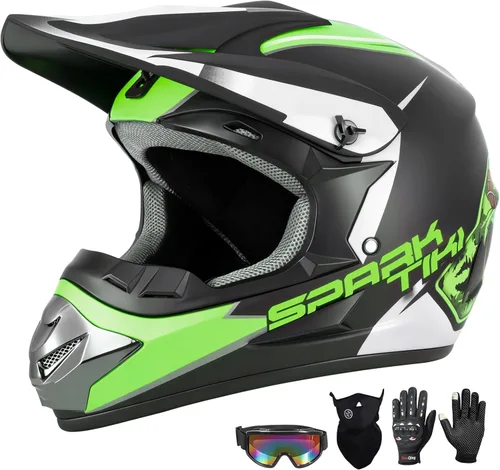 Miniatura 10 de Casco de motocross juvenil, casco de motocicleta ATV, cascos de motocross para exteriores, aprobado por DOT, cascos todoterreno con guantes, gafas