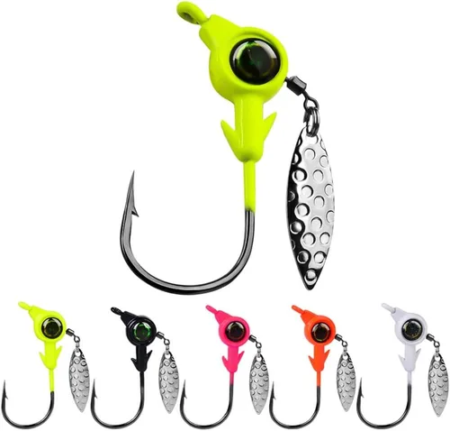 Ganchos de cabeza de plantilla ponderados con cuchillas giratorias Swimbaits - Ganchos de manivela para señuelos de pesca suaves Cabeza de pescado