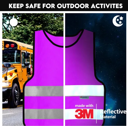Miniatura 4 de Chaleco de seguridad SIFE para niños de 3 a 12 años, con tecnología compatible 3M, 6 colores - malla y punto Púrpura