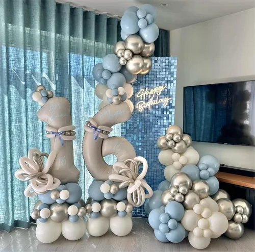 Miniatura 4 de Telón de fondo de pared brillante con lentejuelas cuadradas, color azul bebé, decoración para bodas, aniversarios, cumpleaños, fiestas, 12 paneles