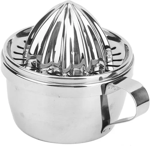 Miniatura 9 de Exprimidor manual de acero inoxidable Exprimidor de cítricos Exprimidor de limón naranja Herramienta de presión de mano con colador y recipiente