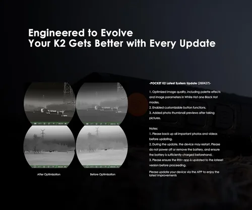 Miniatura 5 de RIX Pocket K2 Monocular Térmico Portátil para Caza, 256x192 (50Hz), Wi-Fi, Monocular de Visión Nocturna Manual