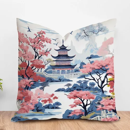 Miniatura 62 de ArogGeld Funda de almohada blanca con flores chinoiserie, funda de almohada para sofá, diseño floral verde y blanco, funda de almohada de lino A-12