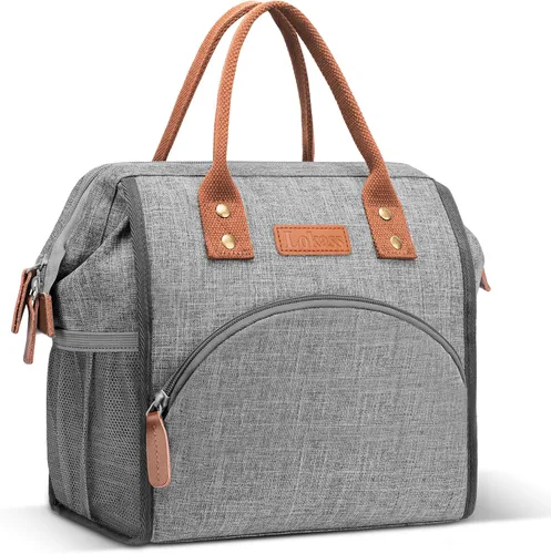LOKASS - Lonchera térmica con apertura amplia, gran capacidad para bebidas y snacks, organizador de nailon durable y térmico con correa de hombro