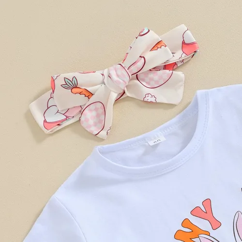 Miniatura 3 de Conjunto de 2 piezas de ropa de otoño para bebé y niña, sudadera de manga larga con cuello redondo y pantalones deportivos, conjunto de traje