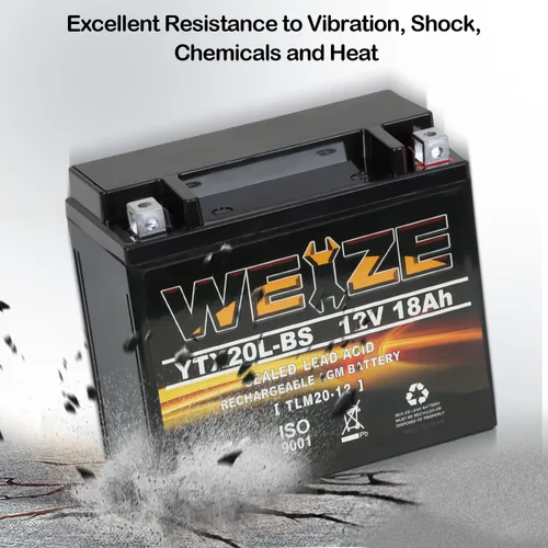 Miniatura 5 de Weize YTX20L-BS - Batería de alto rendimiento para deportes de potencia - Sellada, libre de mantenimiento, AGM para motocicleta, ATV, UTV, moto