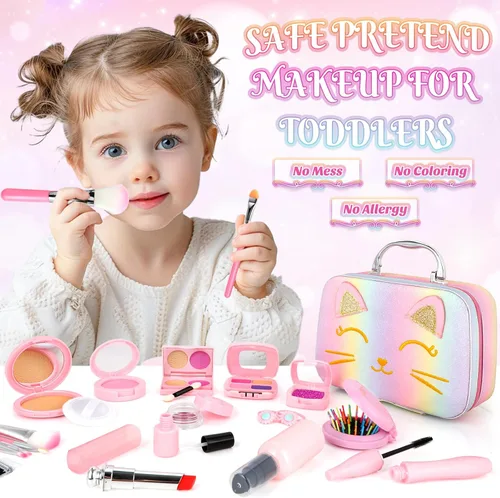 Miniatura 13 de Maquillaje de simulación para niños pequeños, juego de maquillaje de juguete para niños de 3 a 5 años, kit de maquillaje de juguete para niños