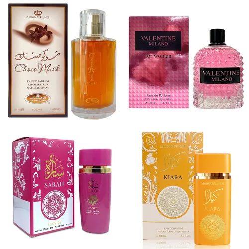 Miniatura 15 de AFLUXE Set de perfume para mujer, 4 piezas, colección Eau De Parfum de larga duración, almizcle Choco/Milano Mujer/6pm Rosa/7AM Fresh
