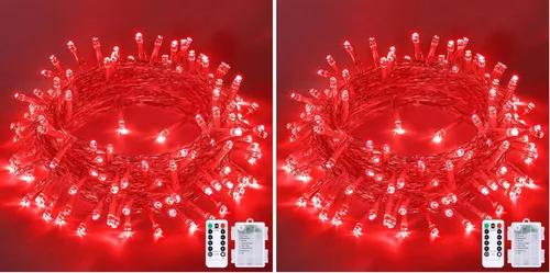 Miniatura 29 de JMEXSUSS Luces de Navidad multicolor que funcionan con pilas con 8 modos de control remoto, impermeables, 33 pies, 100 luces LED de Navidad