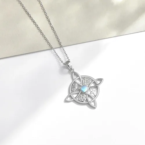 Miniatura 11 de YAFEINI Collar con dije de nudo de bruja de plata de ley, amuleto de bruja de cruz celta, regalo para mujer