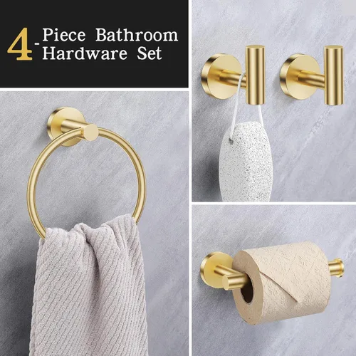 Miniatura 3 de Lairuier Juego de accesorios de baño, juego de 4 piezas para toallas que incluye soporte para papel higiénico, anillo para toallas y 2 ganchos