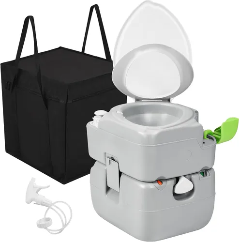 Miniatura 10 de YITAHOME Inodoro portátil para acampar con cuenco ampliado diagonal, rociador de mano y bomba de descarga de presión, 5.28 pulgadas de ahorro