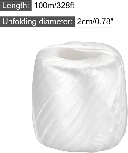 Miniatura 2 de MECCANIXITY Cuerda de plástico de nailon de poliéster para el hogar para embalar manualidades de jardinería, 656.2 ft de longitud total, color Blanco