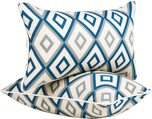 Miniatura 8 de JMGBird Juego de 2 almohadas lumbares para exteriores con relleno de algodón PP para muebles de patio, almohadas decorativas de 12 x 20 pulgadas