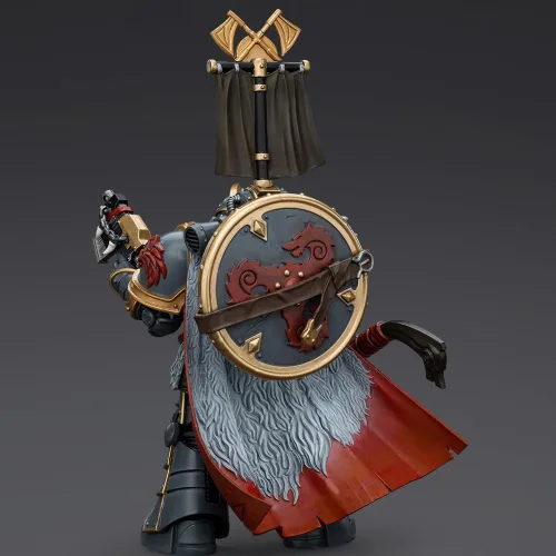 Miniatura 6 de JOYTOY 1/18 Warhammer 40,000 Figura de acción Space WolvesLegion Praetor con hacha de poder y escudo de combate, colección modelo 15 años + regalo