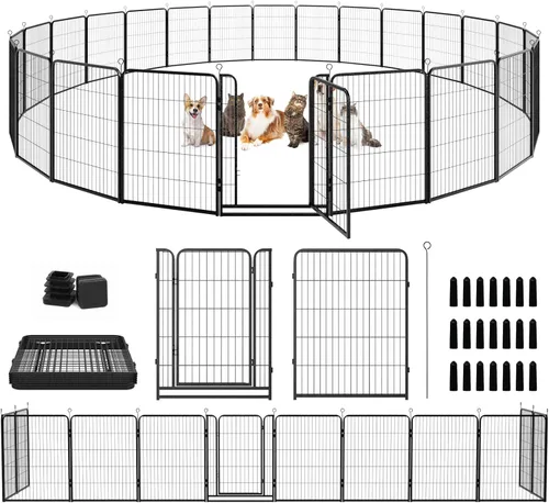 Miniatura 25 de Kfvigoho Corralito para perros para exteriores, extra ancho, 12 paneles de alta resistencia con revestimiento antioxidante, valla para perro