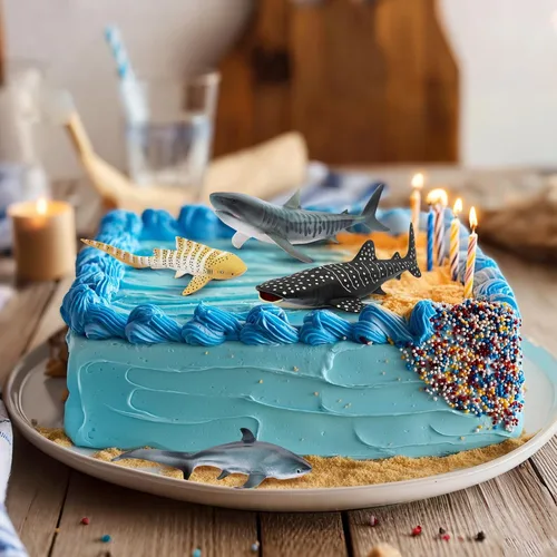 Miniatura 8 de Toymany 10 figuras realistas de juguete de baño de tiburón de 5 a 6 pulgadas de largo, juego de figuras de plástico de animales marinos del océano
