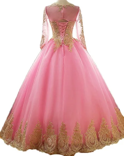 Miniatura 2 de Inmagicdress - Vestido con apliques de encaje dorado para mujer
