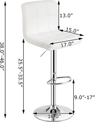 Miniatura 3 de Juego de 2 sillas de bar, taburetes de bar modernos giratorios ajustables sin brazos, altura de mostrador, taburetes de bar de piel sintética