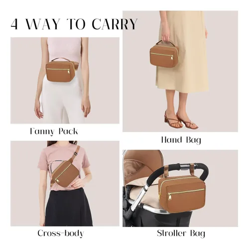Miniatura 2 de printe Bolsa de pañales pequeña con cambiador portátil, paquete de pañales cruzado con bolsillo para toallitas, bolsa de cintura para mujer