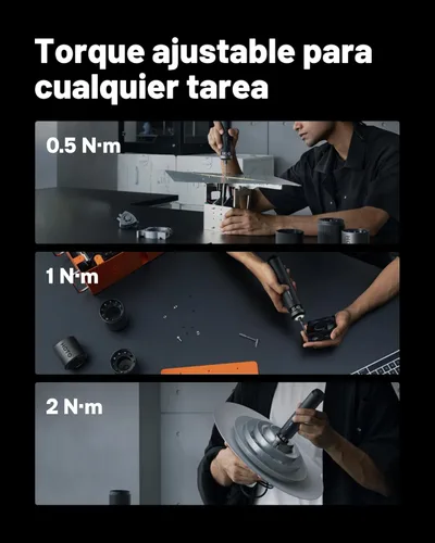 Miniatura 3 de HOTO PixelDrive Destornillador Eléctrico, Pantalla Inteligente, 6 Ajustes de Torque, 0.5 a 6 N·m, Hexagonal de 1/4'' 30 Brocas, Luz LED, Juego