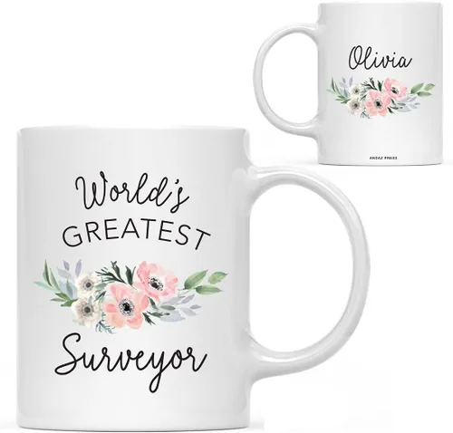 Miniatura 59 de Andaz Press Taza de café personalizada de 11 onzas, taza ejecutiva de relaciones públicas más grande del mundo, flor de anémona rosa, 1 paquete