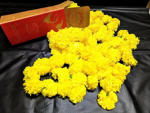 Miniatura 6 de Pretty Charming Flores artificiales de caléndula para decoración guirnaldas largas de caléndula para Toran Indian genda phool para bodas