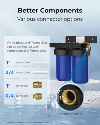 Miniatura 8 de Waterdrop - Filtro de agua para la casa, con filtro de carbono y de sedimentos de 5 etapas, reduce el plomo, el cloro, el olor y el sabor, 2 etapas