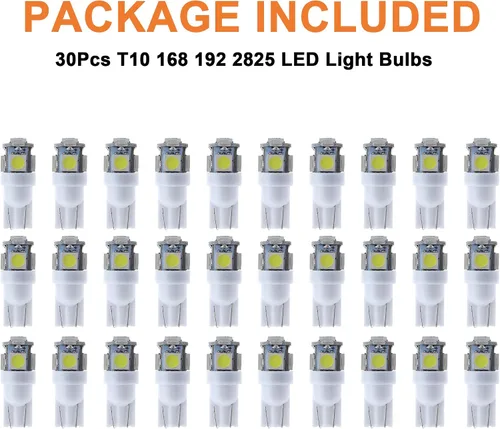 Miniatura 8 de 30 piezas de bombillas LED súper brillantes 194 azul+blanco+rojo T10 LED en cuña 5SMD 5050 Chips bombilla LED 168 para W5W 2825 158 501 luces