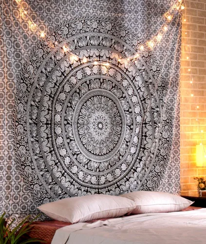 Miniatura 14 de RAJRANG - Tapiz de mandala indio para colgar en la pared, diseño hippie, de elefante, playa, decoración de dormitorio universitario, bohemio, boho.