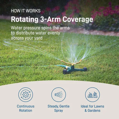 Miniatura 3 de Rociador giratorio de 3 brazos de metal Orbit. Manguera para regar el jardín 58257N, 1, Verde